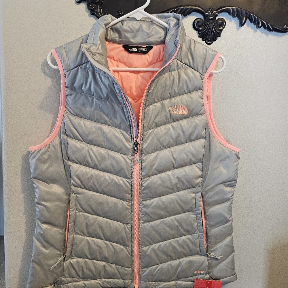 The North Face Gray and Pink Puffer Vest